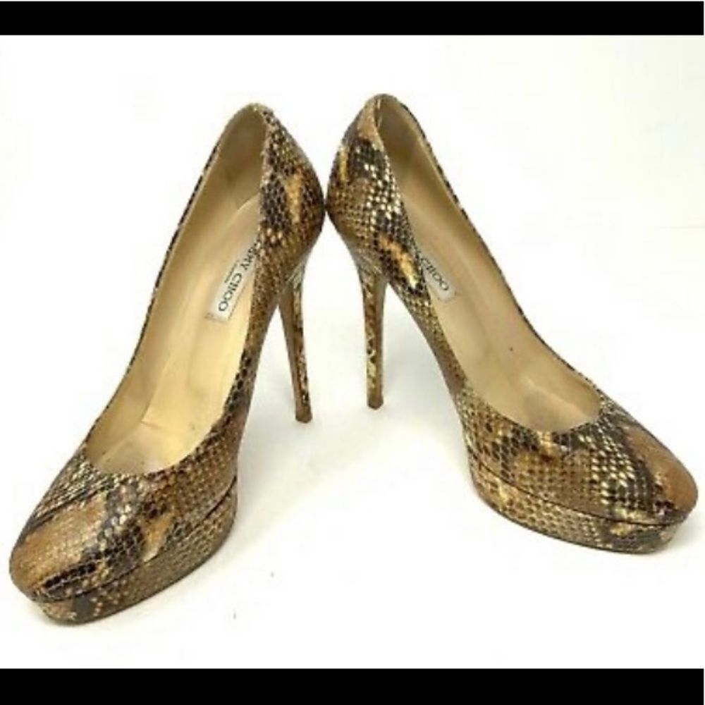 Jimmy Chootwo Tone Embossed Python Leather Platfo… - image 5